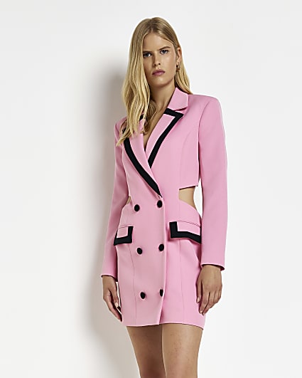 Pink cut out mini blazer dress