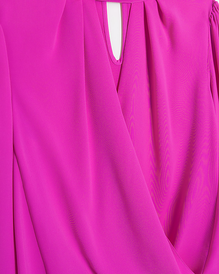 Pink cut out wrap blouse