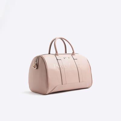 Pink Debossed Barrel Travel Bag Set River Island