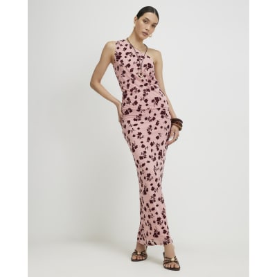 Pink Devore Maxi Skirt