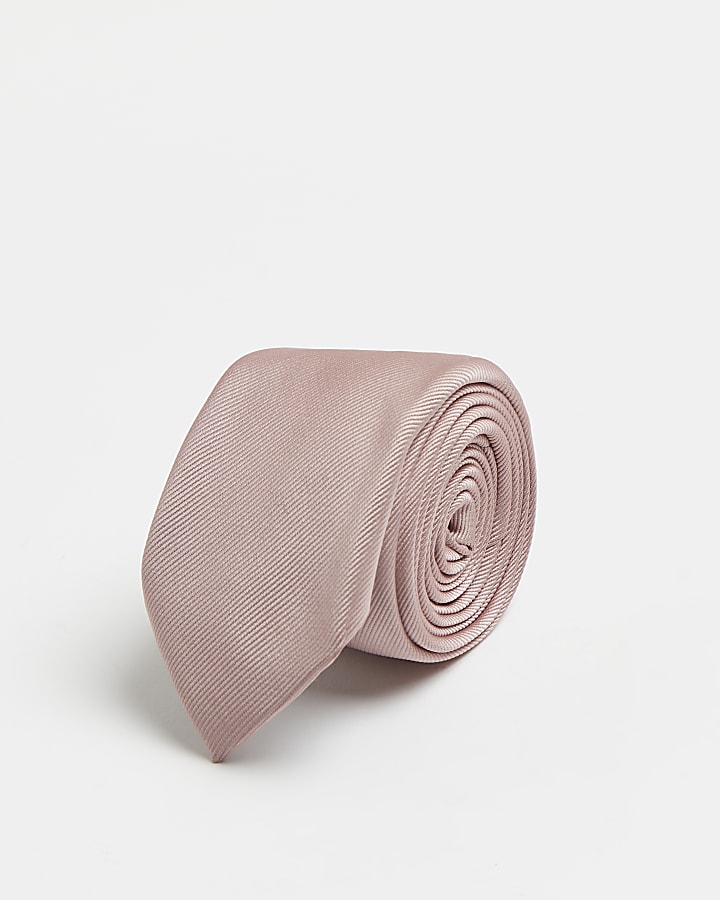 Pink diagonal twill tie