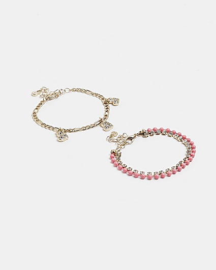 Pink diamante bracelet multipack
