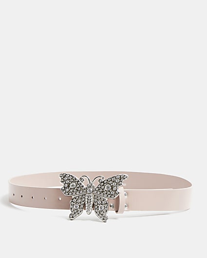 Pink diamante embellished butterfly belt