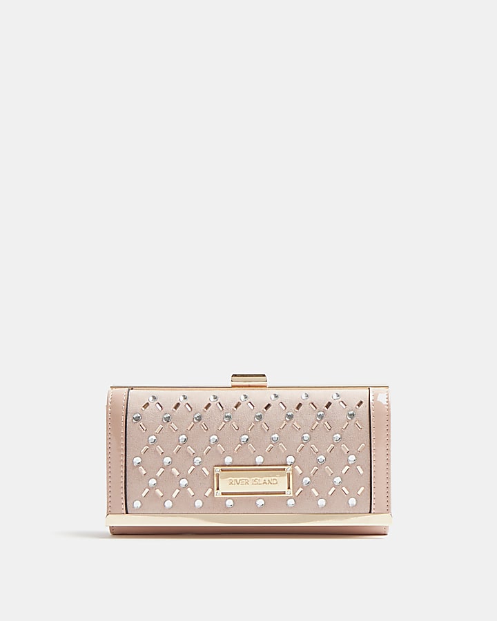 Pink diamante embellished purse