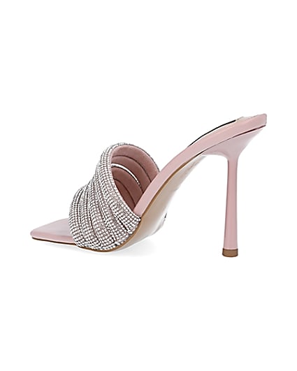 360 degree animation of product Pink diamante heeled mules frame-5