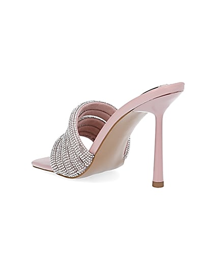 360 degree animation of product Pink diamante heeled mules frame-6