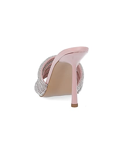 360 degree animation of product Pink diamante heeled mules frame-8