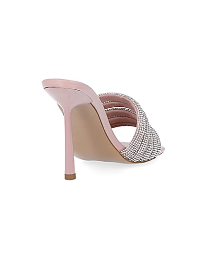 360 degree animation of product Pink diamante heeled mules frame-11