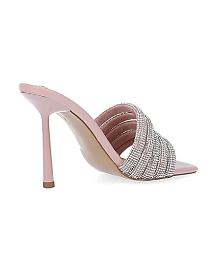 360 degree animation of product Pink diamante heeled mules frame-13