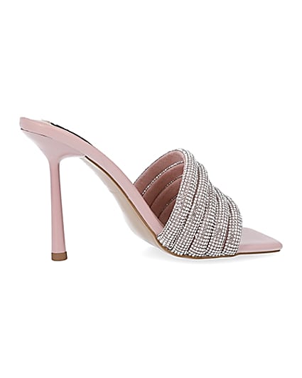 360 degree animation of product Pink diamante heeled mules frame-14