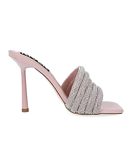 360 degree animation of product Pink diamante heeled mules frame-15