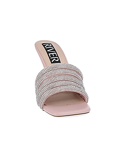 360 degree animation of product Pink diamante heeled mules frame-20