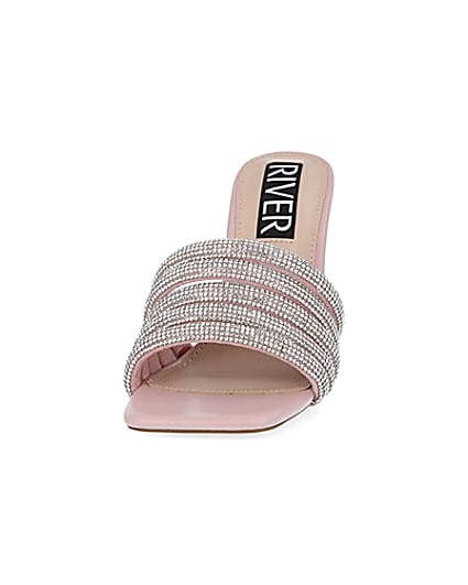 360 degree animation of product Pink diamante heeled mules frame-22