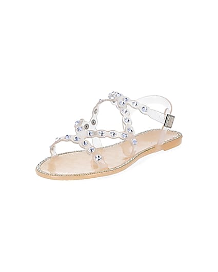 360 degree animation of product Pink diamante jelly sandals frame-0