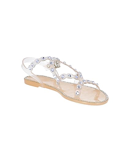 360 degree animation of product Pink diamante jelly sandals frame-18