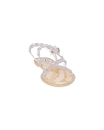360 degree animation of product Pink diamante jelly sandals frame-20
