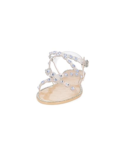360 degree animation of product Pink diamante jelly sandals frame-22