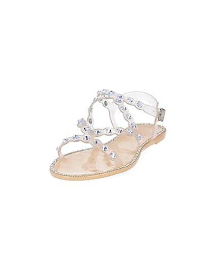 360 degree animation of product Pink diamante jelly sandals frame-23