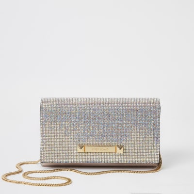 river island rose gold clutch bag