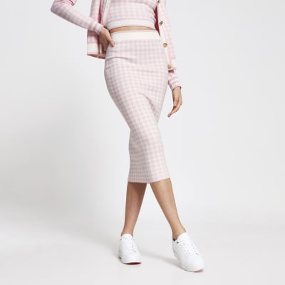 pink midi skirt river island
