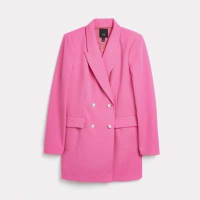 Pink double breasted blazer playsuit | River Island