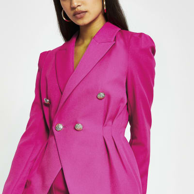 Pink Double Breasted blazer | River Island