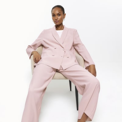 Pink double breasted blazer River Island