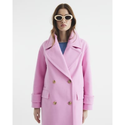 Pink Double Breasted Pea Coat