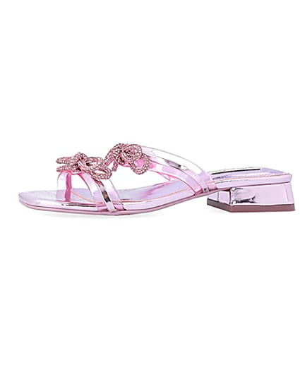 360 degree animation of product Pink embellished bow sandals frame-2