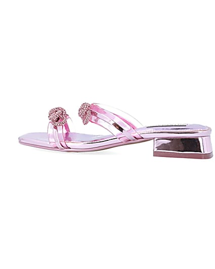 360 degree animation of product Pink embellished bow sandals frame-4