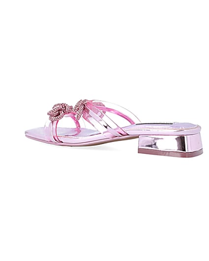 360 degree animation of product Pink embellished bow sandals frame-5