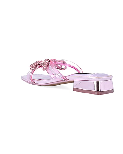 360 degree animation of product Pink embellished bow sandals frame-6