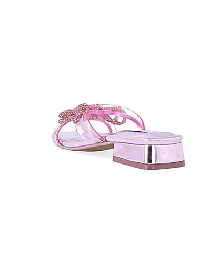 360 degree animation of product Pink embellished bow sandals frame-7