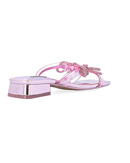 360 degree animation of product Pink embellished bow sandals frame-12