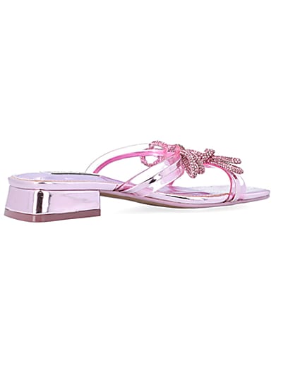 360 degree animation of product Pink embellished bow sandals frame-13