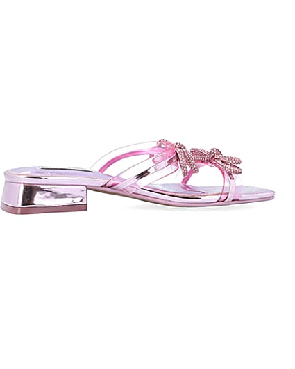 360 degree animation of product Pink embellished bow sandals frame-14