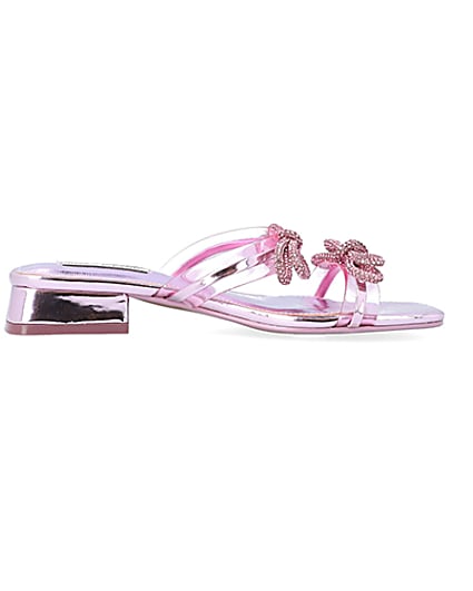 360 degree animation of product Pink embellished bow sandals frame-15
