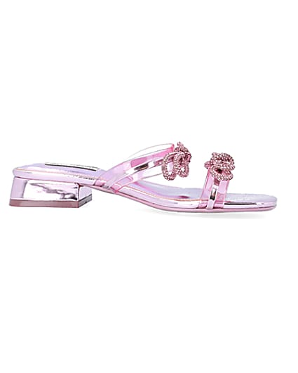360 degree animation of product Pink embellished bow sandals frame-16