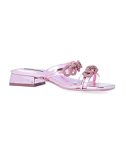 360 degree animation of product Pink embellished bow sandals frame-17