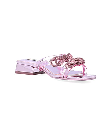 360 degree animation of product Pink embellished bow sandals frame-18