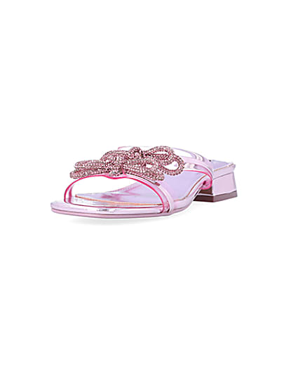 360 degree animation of product Pink embellished bow sandals frame-23