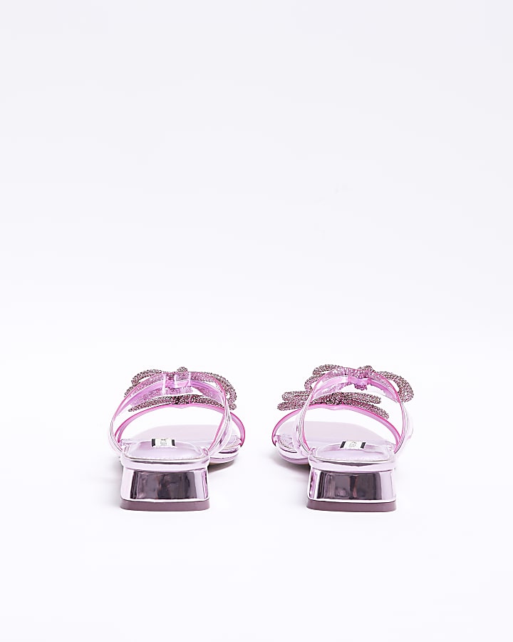 Pink embellished bow sandals
