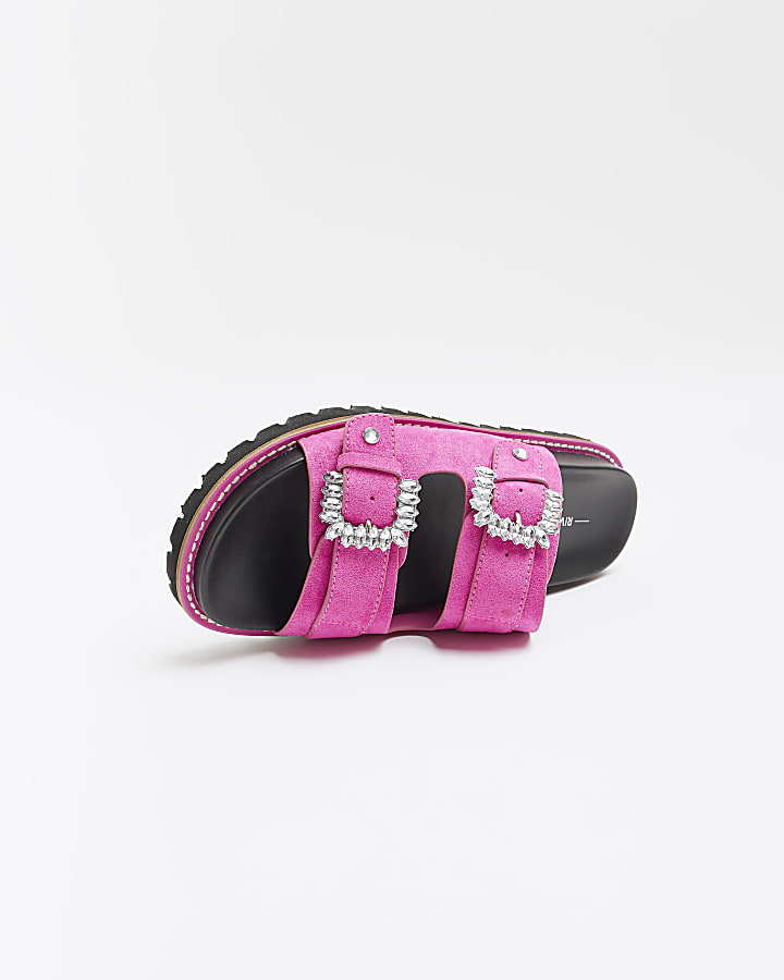 Pink embellished buckle slides