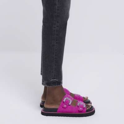 Pink embellished buckle slides