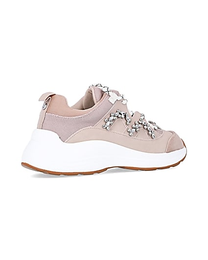 360 degree animation of product Pink embellished chunky trainers frame-13
