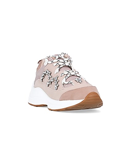 360 degree animation of product Pink embellished chunky trainers frame-19