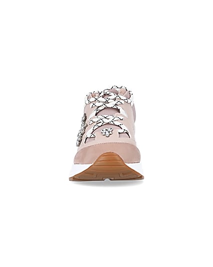360 degree animation of product Pink embellished chunky trainers frame-21