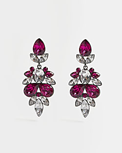 Pink embellished drop earrings