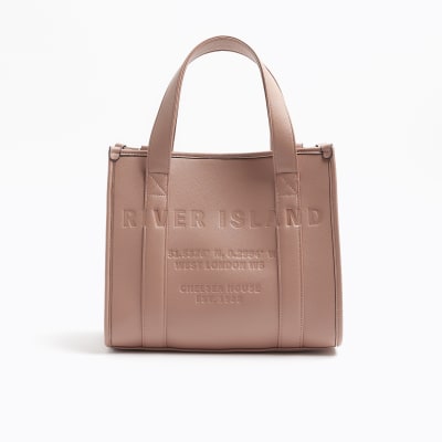 Pink embossed tote bag River Island