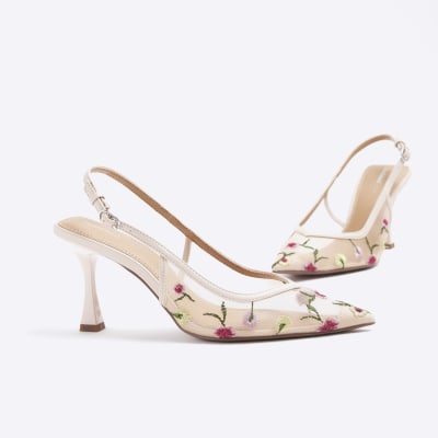 Pink floral heels online